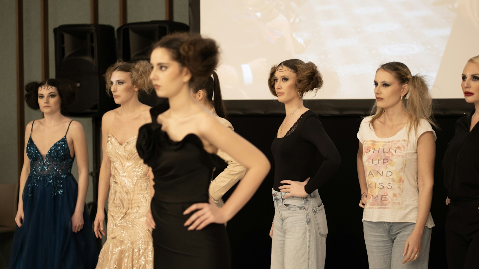 Models presenting garments on the runway